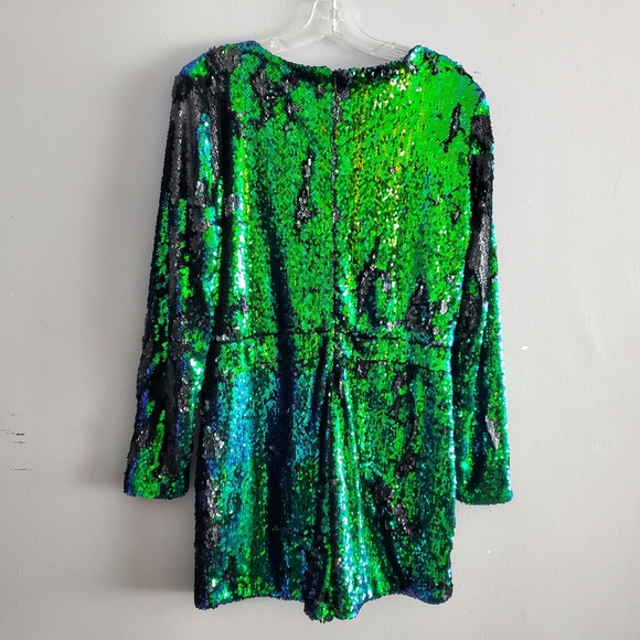 HaoDuoYi Women's Sparkly Sequin Deep V Neck Romper - Picture 12 of 14
